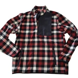 Duluth Trading Co Plaid Quarter‎ Zip Pullover Zip Red Black Relaxed Fit Medium